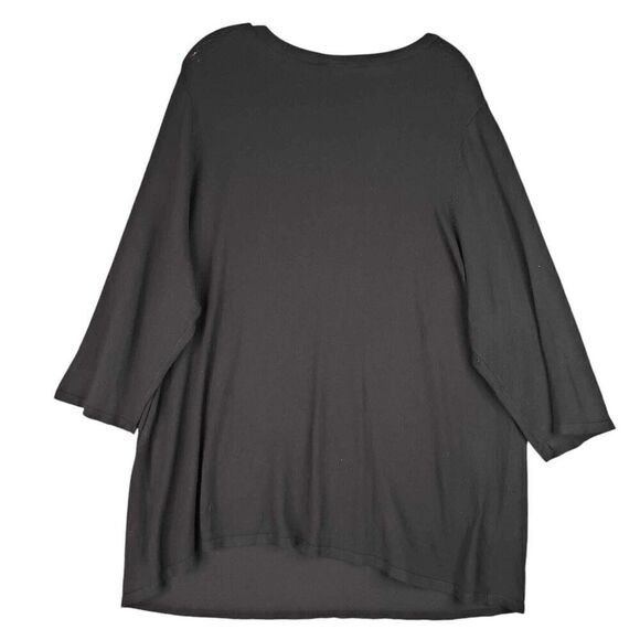 Catherines Tunic Shirt Womens Plus Size 2X Blouse Popover Black Eyelet - Picture 3 of 7